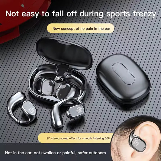 2024 Open-Back Bluetooth Earbuds Stereo Clear Call Wireless Charging Case LED Digital Display Earhook Wireless Earbuds with Microphone Waterproof Sports Earbuds for Exercise Running