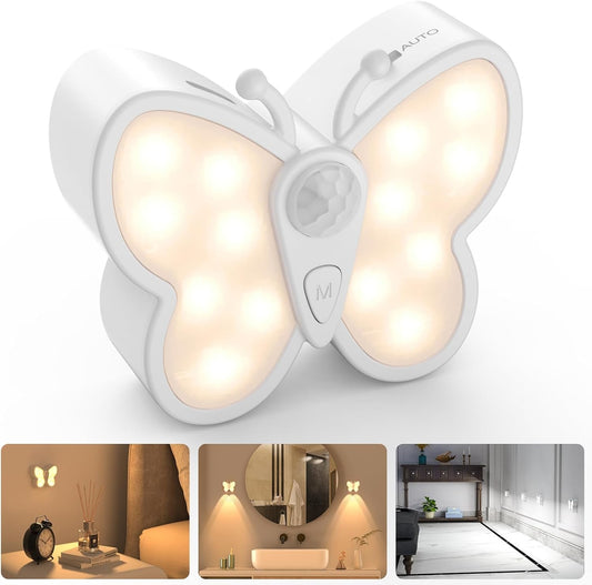 Butterfly LED Night Light, Smart Night Light with Temperature, Magnetic Rechargeable Night Light