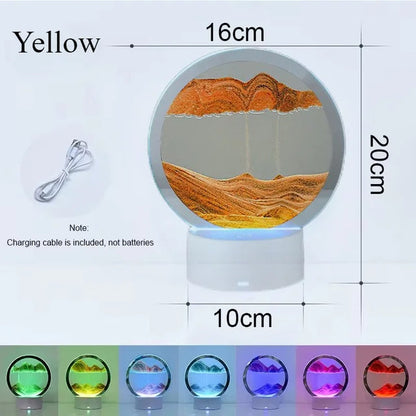 Colorful 3D Sand Painting LED Table Lamp, Dynamic Display Table Lamp, Flowing Sand Painting, Lamp Decoration