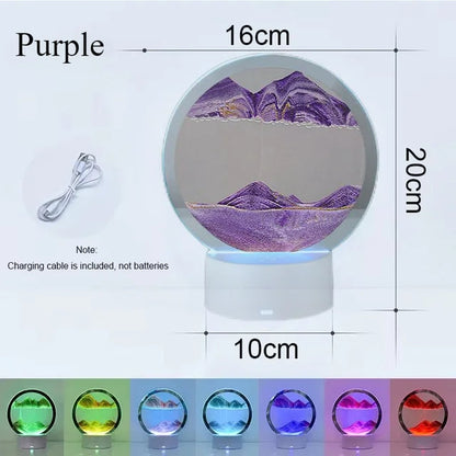 Colorful 3D Sand Painting LED Table Lamp, Dynamic Display Table Lamp, Flowing Sand Painting, Lamp Decoration