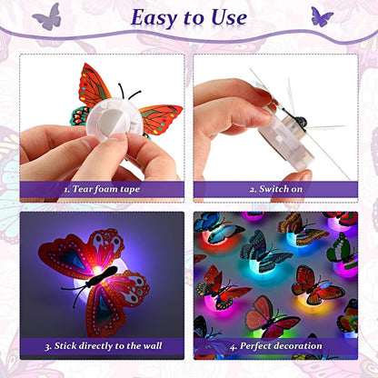 🦋24pcs 3D LED Butterfly Decoration Night Light🦋