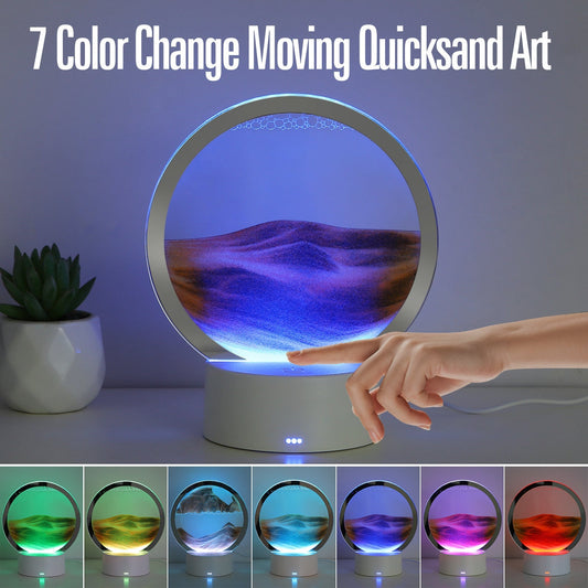 Colorful 3D Sand Painting LED Table Lamp, Dynamic Display Table Lamp, Flowing Sand Painting, Lamp Decoration