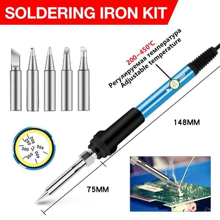 60W Electric Soldering Iron Kit Solder Welding Tool Stand Adjustable Temperature