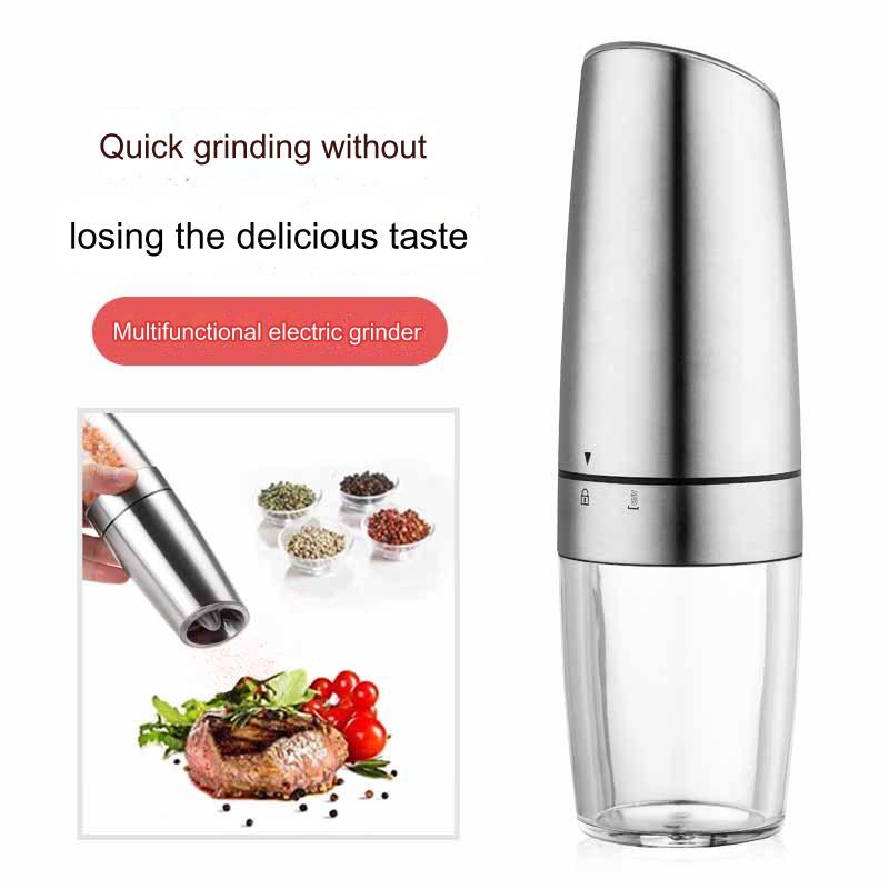 Electric Salt and Pepper Grinder Set, Battery Powered with LED Light