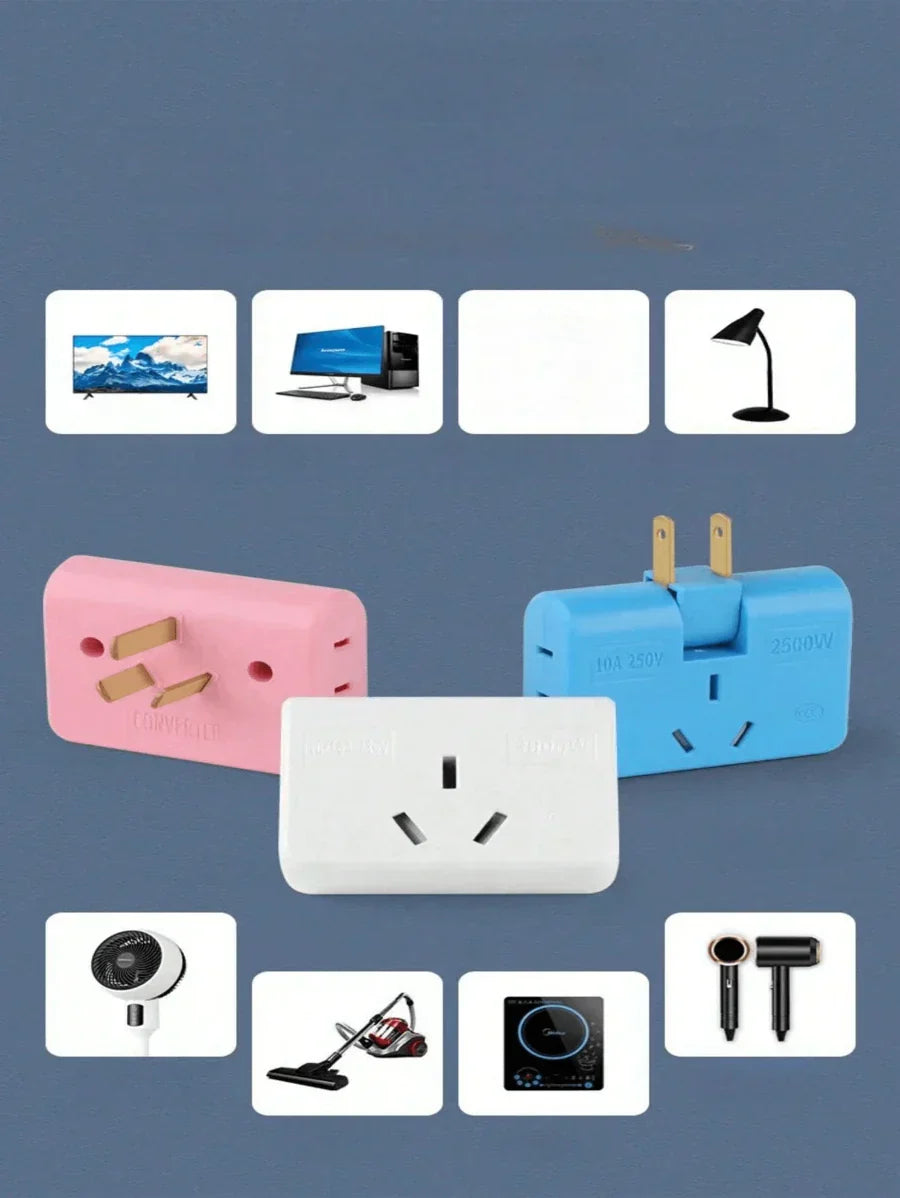 3 in 1 Rotatable Outlet Extender Adapter，180 degree conversion plug multifunctional converter ultra-thin one to three socket rotatable patch plug