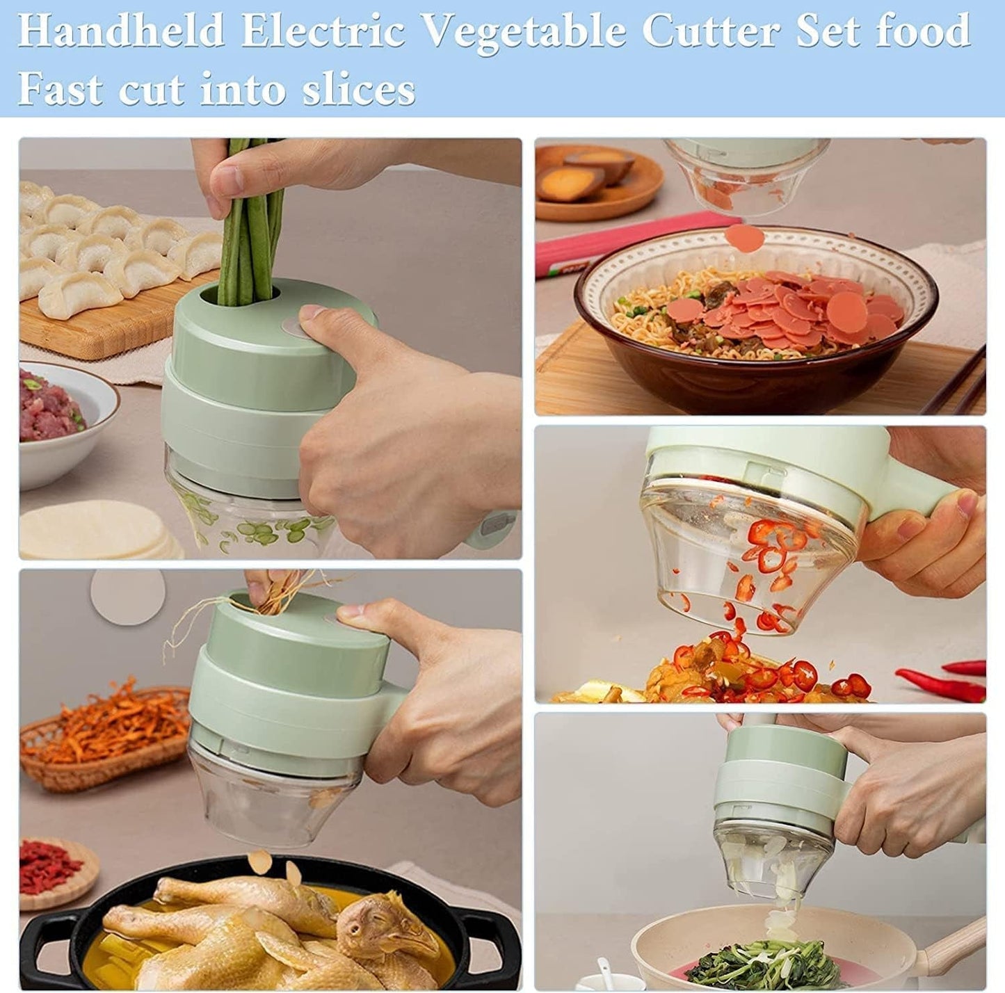 Electric Vegetable Cutter Set, New Portable Electric Whirlwind Vegetable Chopper