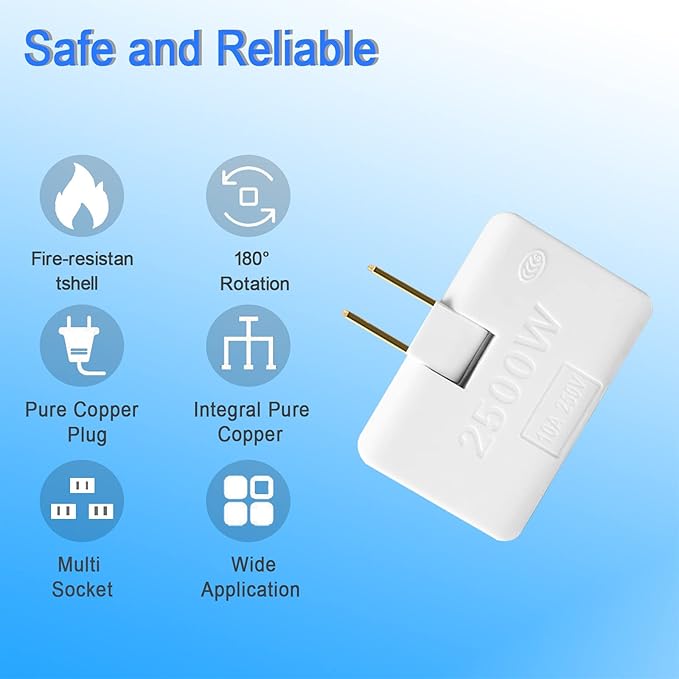 3 in 1 Rotatable Outlet Extender Adapter，180 degree conversion plug multifunctional converter ultra-thin one to three socket rotatable patch plug