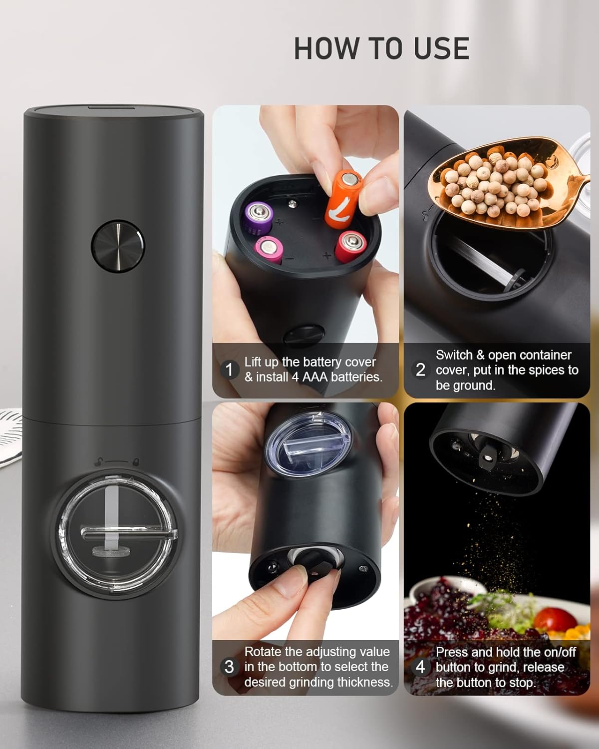 Electric Pepper and Salt Grinder Set (2 pcs)