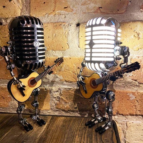 🔥Vintage Metal Microphone Robot Desk Lamp🎸