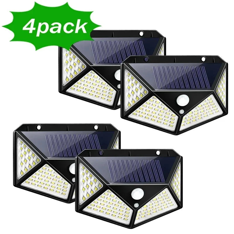 1/2/4PCS New Solar Lights Outdoor Wall Lamp PIR Motion Sensor 100LED Solar Powered Sunlight Street Light for Garden Courtyard