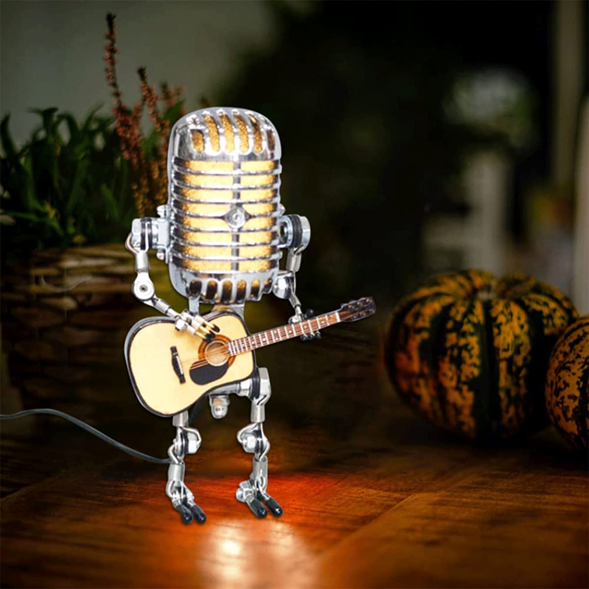 🔥Vintage Metal Microphone Robot Desk Lamp🎸