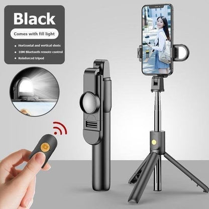 New 6-in-1 wireless Bluetooth selfie stick (with light)